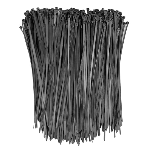 Dromzen 300 x 4,8mm Kabelbinder, Uv Beständig Nylon Selbstsicherndes Zip Tie, Profi für Kabelmanagement, Gartenarbeit, Wohnen, Haus(1000 Stück, Schwarz) von Dromzen