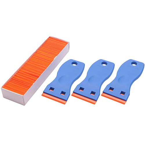 3 Pieces Plastic Scrapers and 100 Plastic Blades to Adhesive Plastic Blade Scraper for Cleaning Stickers von Dropfree