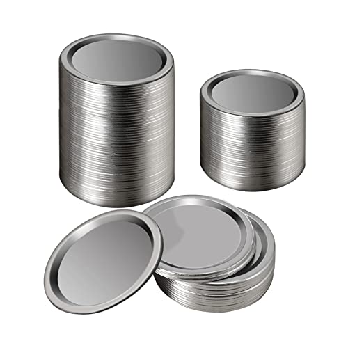 Dropfree 100 StüCk Weit Hals 86 MM Einmachglas und Einmachen Deckel, Wiederverwendbare Auslaufsicher Teilt-Art Silber Deckel mit Silikon Dichtung Ringen von Dropfree