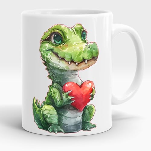 Tasse Design Valentinstag Krokodil Keramik 325 ml von Dropful