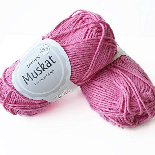 100% Baumwollgarn zum Stricken und Häkeln, 3 oder leicht, DK, Kammgewicht, Drops Muskat, 51 g, 109 Yards pro Knäuel (29 Pink Panther) von Drops