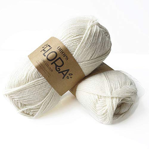 65% Wolle 35% Alpaka Garn, Tropfen Flora, 1 oder Superfine, Griffgewicht, 4-lagig, 230 Yards pro Knäuel 01 Off White von Drops