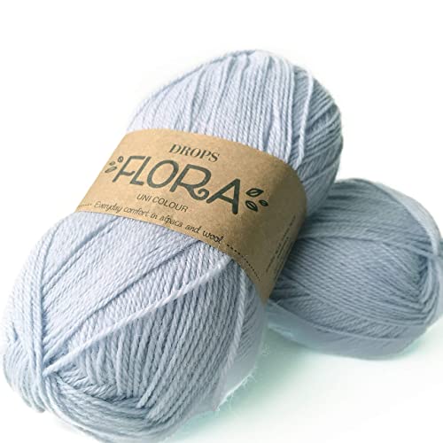 65% Wolle 35% Alpaka Garn, Tropfen Flora, 1 oder Superfine, Griffgewicht, 4-lagig, 230 Yards pro Knäuel 14 Ice Blue von Drops