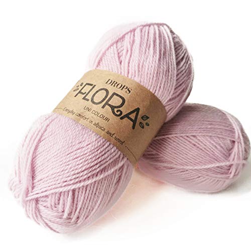 65 % Wolle 35 % Alpaka Garn, Tropfen Flora, 1 oder Superfine, Griffgewicht, 4-lagig, 230 Yards pro Knäuel 21 Rosa von Drops