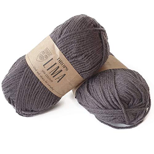 65% Wolle und 35% Alpakawolle zum Stricken und Häkeln, 3 oder leicht, verschlimmert, DK-Gewicht, Drops Lima, 450 Yards pro Knäuel 5610 Braun von Drops