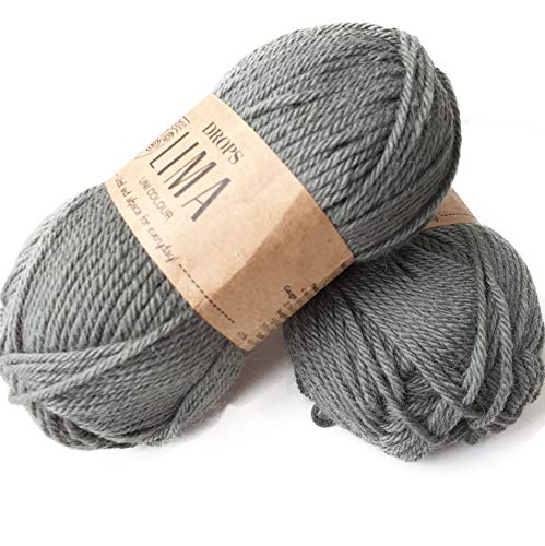 65 % Wolle und 35 % Alpakawolle zum Stricken und Häkeln, 3 oder leicht, verschlimmert, DK-Gewicht, Drops Lima, 450 Yards pro Knäuel 7810 Moosgrün von Drops