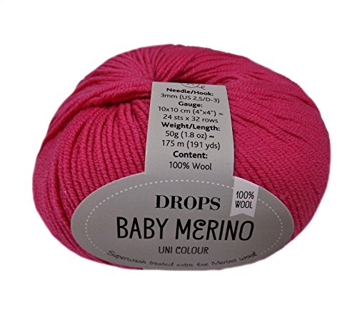 DROPS Baby Merino - 100& Schurwolle (Merino extrafine) Baby Merino Fb. 08 cerise von Drops