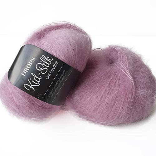 Mohair und Seidengarn, Tropfen, Kinderseide, 0 oder Spitze, 2-lagig, 25,5 g, 230 m pro Knäuel (04 altrosa) von Drops