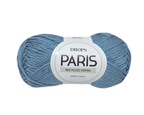 Strick- und Häkelgarn, 100 % Baumwolle, 4 oder Medium, Aran-Gewicht, Drops Paris, 50 g, 82 Meter pro Knäuel (101 hellblau). von Drops