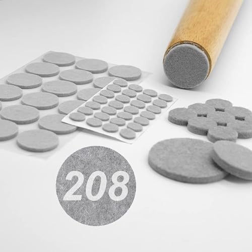 Droquimur 208 Stück | Bodenschutzvlies für Möbel | Grau, Rund, Filz von Droquimur