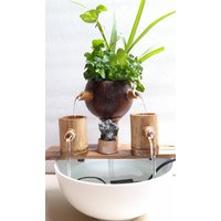 Handgemachter Bambuswasser-Brunnen Kokosnussschale Mini Zimmerbrunnen von Drsensei