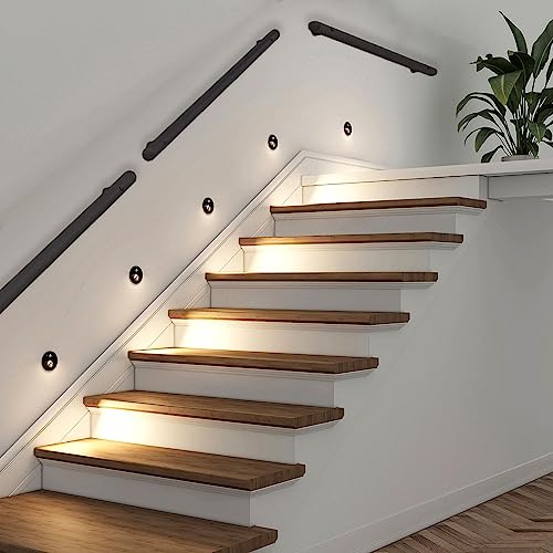 1 Fuß - 20 Fuß Treppenhandlauf, schwarzer industrieller Metallrohr-Treppenhandlauf für Innen- und Außenkorridore, Dachbodendeck, Loft-Stufen, Handlauf, Geländer, Treppengeländer ( Size : 150cm ) von Drsyffsup