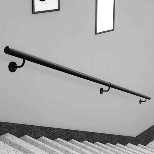 30–600cm Treppenhandlauf – Komplettset. Industrielles Treppengeländer aus Metallrohren, rutschfester Treppenhandlauf aus Schmiedeeisen mit Beschlägen für Außentreppen, Innentreppen(60cm) von Drsyffsup