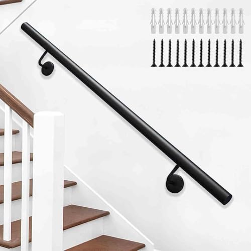 30 cm – 600 cm Metall-Treppengeländer – Wandmontierte Handläufe für Innentreppen, rutschfeste Treppengeländerhandläufe mit komplettem Set, Sicherheitsstützstange für den Hauskorridor(120cm) von Drsyffsup