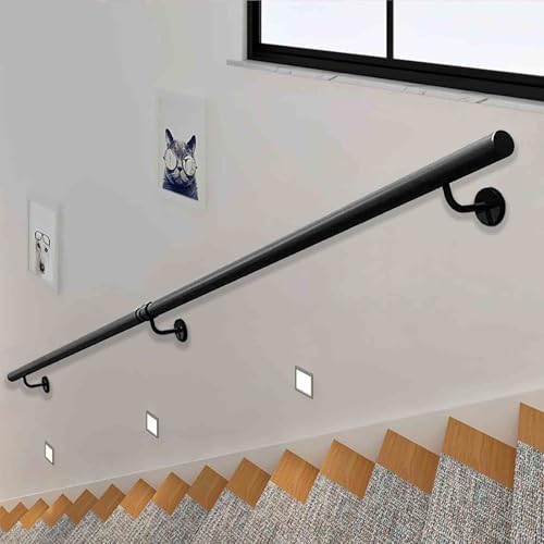 30cm–600cm Treppenhandlauf – Komplettset. Industrielle Handläufe für Treppenstufen im Innen- und Außenbereich, rutschfester Sicherheitshaltegriff, Handlauf-Stützstange zur Wandmontage(150cm) von Drsyffsup