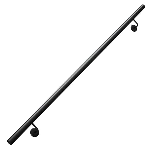 60cm 80cm 1m 2m 3.6m 4.2m 5.4m Schwarzer Treppenhandlauf – Modernes Treppengeländer-Stützset für die Heimdekoration – Haltegriff für drinnen und draußen – Eisen-Wasserrohr-Design(300cm) von Drsyffsup