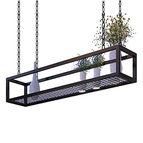 Deckenregal Hängend Küche Bar, Schwarzes Deckenhänger Blumenstand Topfhänger Pfannenhänger, verstellbares Garagen-Aufbewahrungs-Organisationssystem, 60 cm/80 cm/100 cm/120 cm/140 cm Halter für Bar, Kü von Drsyffsup