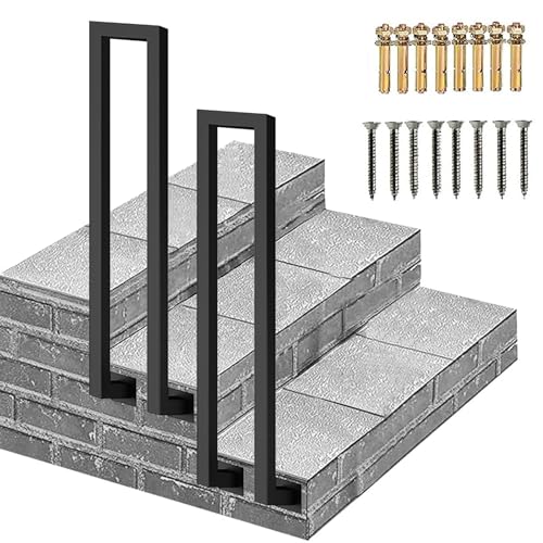 Drsyffsup Handlauf für Treppen, Schmiedeeiserne Handläufe für Außenstufen - Außenhandläufe für Betonstufen, Außengeländer aus Metall für Verandas, 1 Stufe, Mattschwarz(90cm(2.9ft)) von Drsyffsup