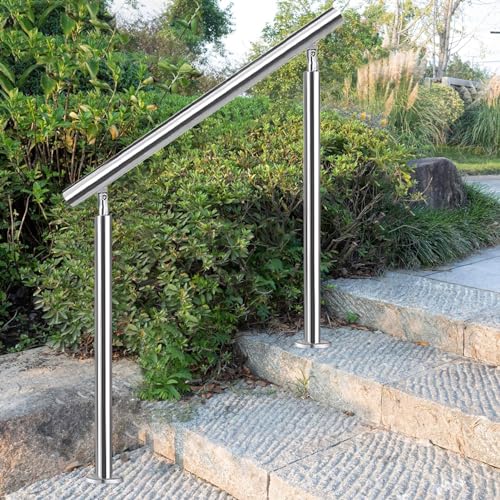 Edelstahl-Handlauf, Außengeländer, Treppengeländer, Geländer, verstellbarer Winkel, Sicherheits-Haltegriff, Bodenmontage, Innengeländer für Treppen, Garten, Hauseingang ( Farbe : Height 105cm , Size : von Drsyffsup