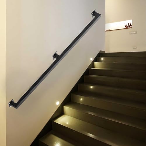 Haltegriff für den Außenbereich – Schwarzes Treppengeländer 80cm 1m 150cm 2.4m 3.6m 4.5m, an der Wand montierte Treppenhandlauf-Stützstange für ältere Kinder, Stufen, Baluster, Sicherheitshandlauf(0.3 von Drsyffsup