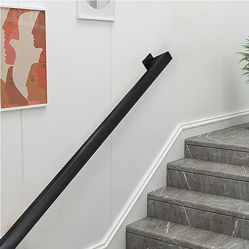 Handlauf 30 cm–600 cm, Industrie-Treppengeländer, mattschwarz, Handlauf aus verzinktem Rohr, Handläufe für Innentreppen mit Stützsatz, zur Wandmontage – Vierkantrohr-Design (Size : 1.5m) von Drsyffsup