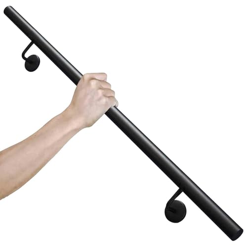 Handlauf für Treppengeländer – Komplettset. Industrielle Balustrade aus Schmiedeeisen Haltegriff Sicherheitsstützstange, 60cm 80cm 1m 1.5m 2m 2.4m 3m Handläufe für Außen- und Innentreppen(30cm) von Drsyffsup
