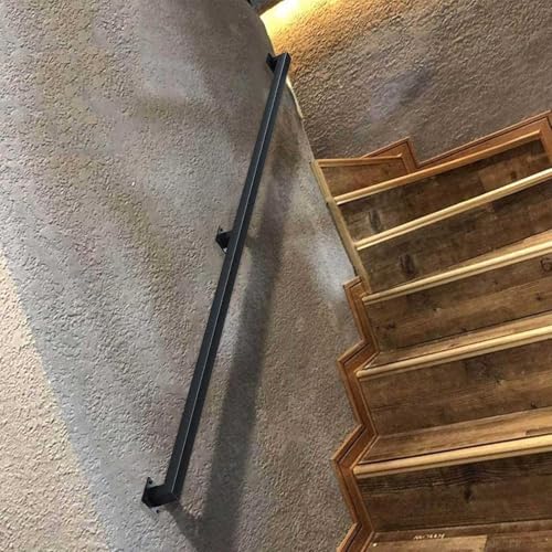 Industrielle Handläufe für Innentreppen, an der Wand montiertes Treppengeländer, schwarzer Vierkantrohr-Handlauf für Außen-/Innentreppen, Metall-Haltegriffe für Lofts, Badezimmer-Geländer, Korridor(2. von Drsyffsup