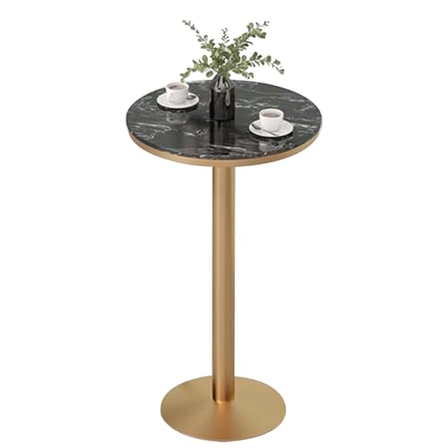 Marmor-Bartisch, Thekenhohe Küchen-Frühstückstische, 55 cm/21,6 Zoll runde Platte mit goldenem Metallsockel, einfach zu montieren, geeignet für Küche, Café, kleine Räume, Höhe 75/95/105 cm ( Size : 55 von Drsyffsup