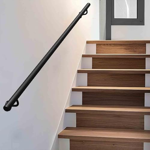 Metall-Treppenhandlauf, 60cm 80cm 1m 1.5m 2m 240cm 3.6m 4.5m Handläufe für Treppen im Innen- und Außenbereich, an der Wand montierter rutschfester Handlauf aus industriellem Eisenrohr(420cm) von Drsyffsup
