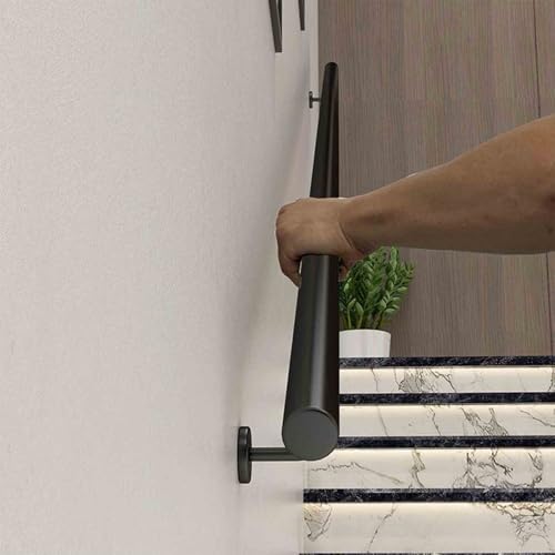 Metall-Wandhandläufe, schwarzer Treppenhandlauf aus Schmiedeeisen, an der Wand montierter Sicherheitsstützgriff für Stufengeländer, Handlauf für Treppen im Innen- und Außenbereich(570cm) von Drsyffsup
