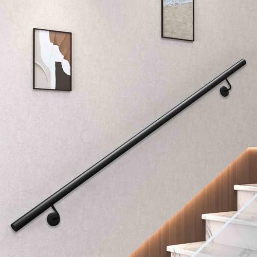 Moderne Treppenhandläufe, rutschfeste Sicherheits-Treppengeländerhandläufe aus Metallschmiedeeisen mit Wandhalterungen für Bars, Lofts, Kindergarten-Leitplankenkorridore(200cm) von Drsyffsup