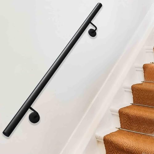 Moderne Treppenhandläufe zur Wandmontage – Handläufe für Treppen im Innen- und Außenbereich | Rutschfester Treppenhandlauf für Zuhause, Kindergarten, Leitplanke, Korridor, Schwarz(90cm) von Drsyffsup