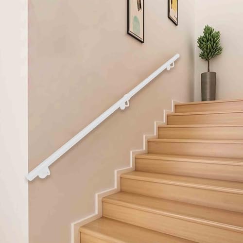 Moderner Handlauf aus Schmiedeeisen für Treppen – Rutschfestes, wandmontiertes Sicherheitstreppengeländer mit Halterungen, Innen-/Außengeländer für Senioren und Kinder, Weiß(510cm) von Drsyffsup