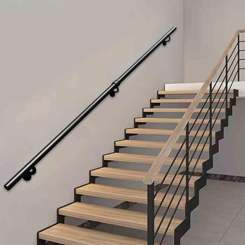 Moderner Treppenhandlauf – Komplettset | Treppengeländer-Handläufe für die Wandmontage im Innen- und Außenbereich | Handläufe mit 32 mm Rohrdurchmesser aus Metallschmiedeeisen(450cm) von Drsyffsup