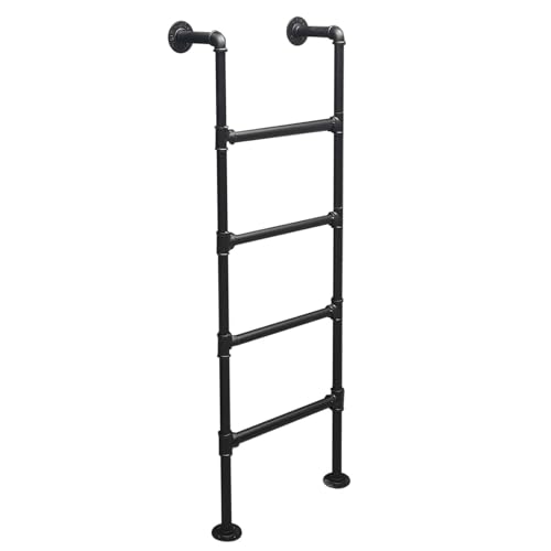 Schwarze Leiter 1 m 120 cm 1,5 m 2,1 m 2,3 m 270 cm Industrielle Eisenrohrleitern Wandmontierte Dachbodenleiter RV-Etagenbettleitern Notausstiegsleiter für Fensterschacht(260cm/102in) von Drsyffsup