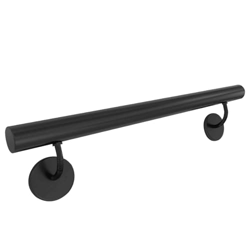 Schwarzer Treppenhandlauf für Wände – 30cm 60cm 80cm 90cm 1m 1.5m 2m 3m 4m 5m 6m Treppengeländer-Handläufe für Treppen im Innen- und Außenbereich – 32 mm Rundrohr-Haltegriff-Set(480cm) von Drsyffsup