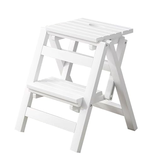 Weiße 2-Stufen-Leiter, klappbarer Tritthocker mit Breiten Pedalen, kompakter Tritthocker für die Küche, stabile Faltbare Holz-Trittleiter, trägt bis zu 330 Pfund – platzsparend Weiße 2-Stufen-Leiter, klappbarer Tritthocker mit Breiten Pedalen, kompakter Tritthocker für die Küche, stabile Faltbare Holz-Trittleiter, trägt bis zu 330 Pfund – platzsparend von Drsyffsup