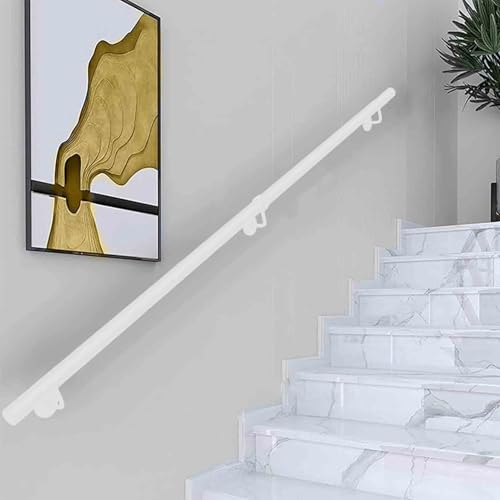 Weißer Handlauf für Treppen, 60 cm 80 cm 1 m 1,5 m 2 m 2,5 m 3 m Wandmontage Treppengeländer Geländer Stützstange, rutschfester Rundrohr-Handlauf für drinnen und draußen(280cm) von Drsyffsup