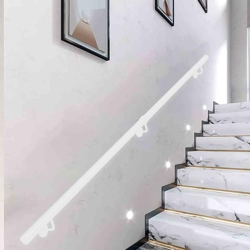 Weißer Metall Treppengeländer-Handlauf | Handläufe für Treppen 60cm 80cm 1m 150cm 2m 240cm 3m 4m 5m 6m | An der Wand montierte Sicherheitshandläufe für Innentreppen und Außenstufen(200cm) von Drsyffsup