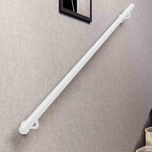 Weißer Treppenhandlauf mit Wandmontageset – 32 mm Rohrdurchmesser Handläufe aus Metallschmiedeeisen – Handgeländer für Treppen im Innen- und Außenbereich – Rutschfester Sicherheitshaltegriff(450cm) von Drsyffsup