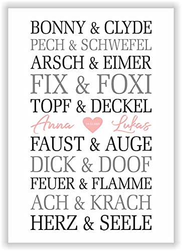 Berühmte Paare Geschenkidee Mann Frau personalisierter Kunstdruck mit Wunschnamen Partner ohne Rahmen Fine-Art-Print Poster Weihnachten Valentinstag Hochzeitsgeschenk von Druck-Geschenk