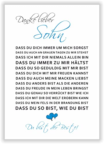 Bester Sohn Geburtstagsgeschenk Poster Bild Geschenk Idee Geburtstag Weihnachten von Mama oder Papa für Söhne Kunstdruck von Druck-Geschenk