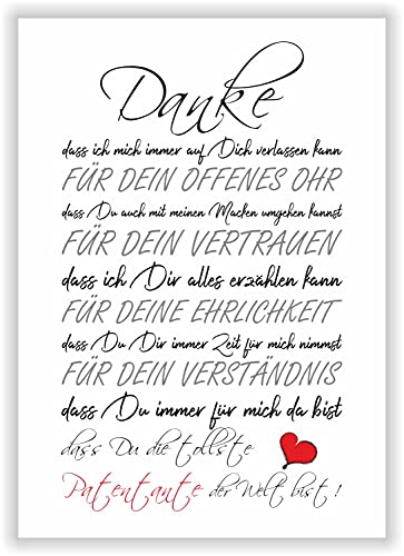 Danke für die tollste PATENTANTE der Welt - Kunstdruck Bild Geschenk Taufpatin Patentante Geburtstagsgeschenk Deko Geschenkidee DIN A4 von Druck-Geschenk