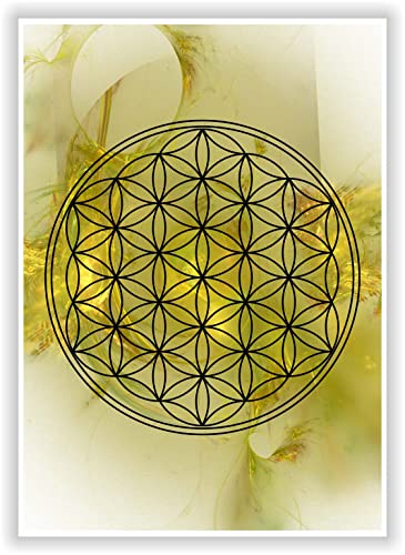 Die Blume des Lebens | Flower of Life | Wandbilder Energiebilder Lebensblumen Chakren Deko Bilder Medidation Esoterik (Gold/Gelb) von Druck-Geschenk