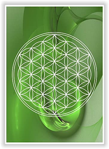 Die Blume des Lebens | Flower of Life | Wandbilder Energiebilder Lebensblumen Chakren Deko Bilder Medidation Esoterik (Grün/Dunkelgrün) von Druck-Geschenk