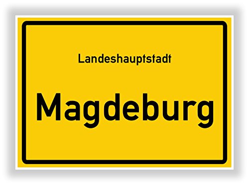 Druck-Geschenk Ortsschild - MAGDEBURG - Hauptstadt - Landeshauptstadt - Ortseingangsschild Deko Bild - Kunstdruck Poster von Druck-Geschenk