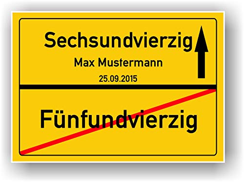 Geschenkidee 46 Jahre Ortsschild 46 Geburtstag - Fünfundvierzig - Sechsundvierzig - Schild personalisiertes Bild Geschenk Freund Freundin Mann Frau 46 Jahre Party Deko Geburtstagsgeschenk von Druck-Geschenk