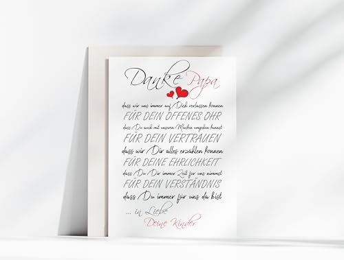 Geschenkidee Kunstdruck Bild "DANKE PAPA" in Liebe Deine Kinder - Geschenk Geburtstagsgeschenk Überraschung für Papa Geschenk zum Vatertag DIN A4 von Druck-Geschenk