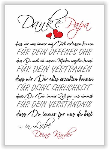 Geschenkidee für Papa schöne Eigenschaften des Vaters Danke sagen als Kunstdruck Bild Papa in Liebe Deine Kinder Geschenk Geburtstag Vatertagsgeschenk Liebeserklärung zum Vatertag von Druck-Geschenk