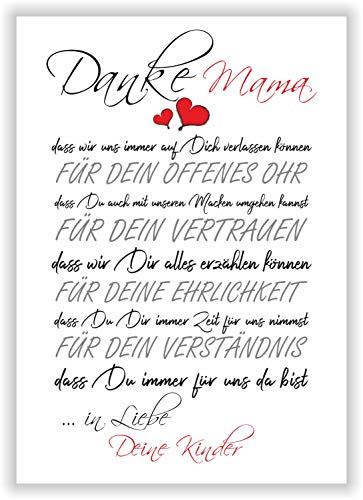 Geschenkidee zum MUTTERTAG Liebeserklärung für Mama schöne Eigenschaften der Mutter Danke sagen als Kunstdruck Bild Mutti in Liebe Deine Kinder Geschenk Geburtstag Muttertagsgeschenk von Druck-Geschenk